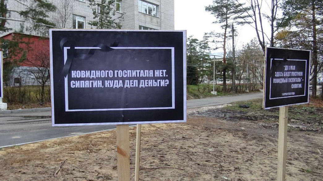 На территории Областной клинической больницы в городе Владимире устроили «мемориальное кладбище сипягинской медицины»