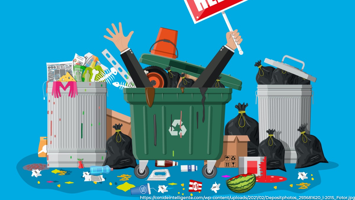 Иллюстрация – контейнер переполненный мусором