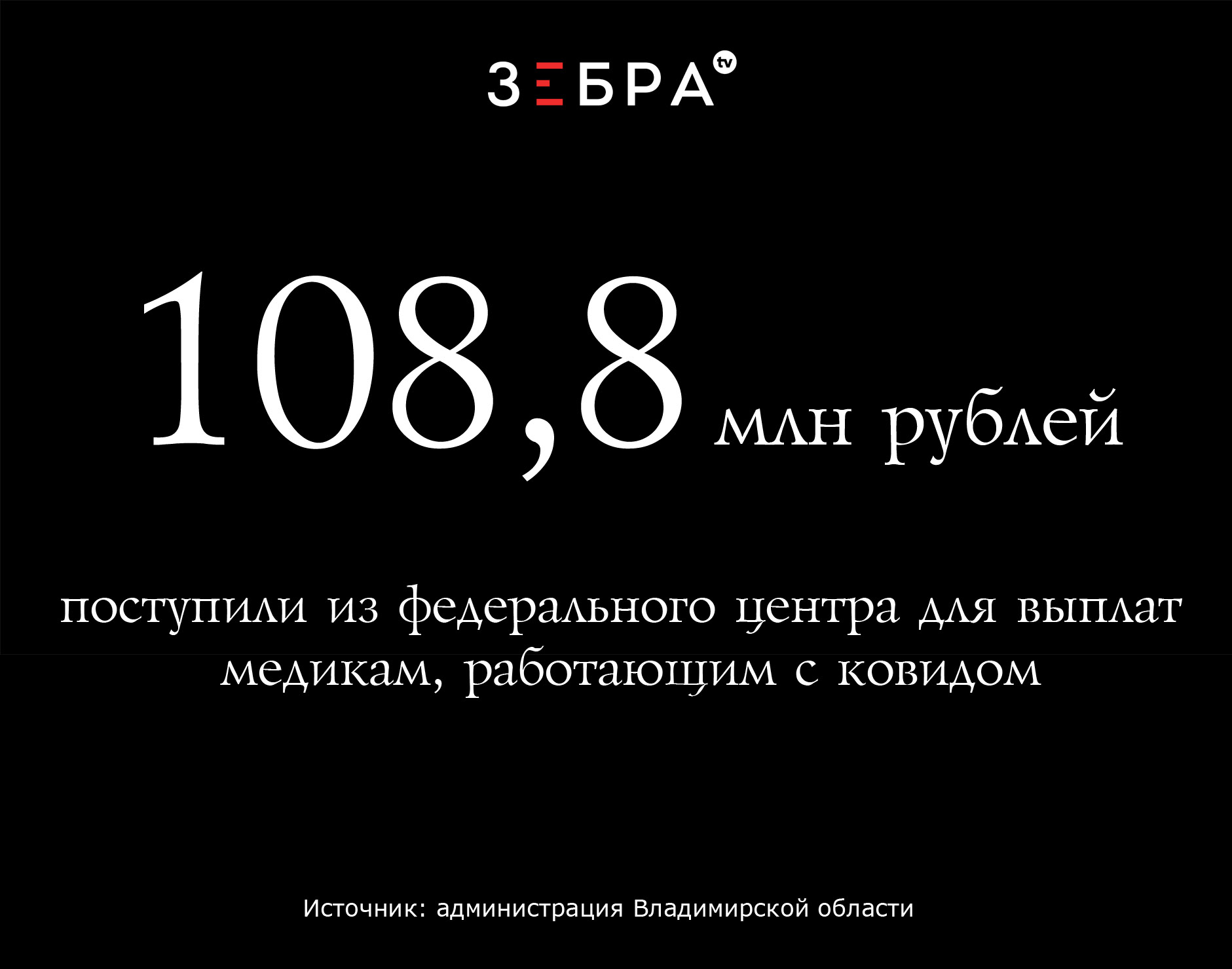 108,8 миллиона рублей поступили из федерального центра для выплат медикам, работающим с ковидом. Источник: администрация Владимирской области