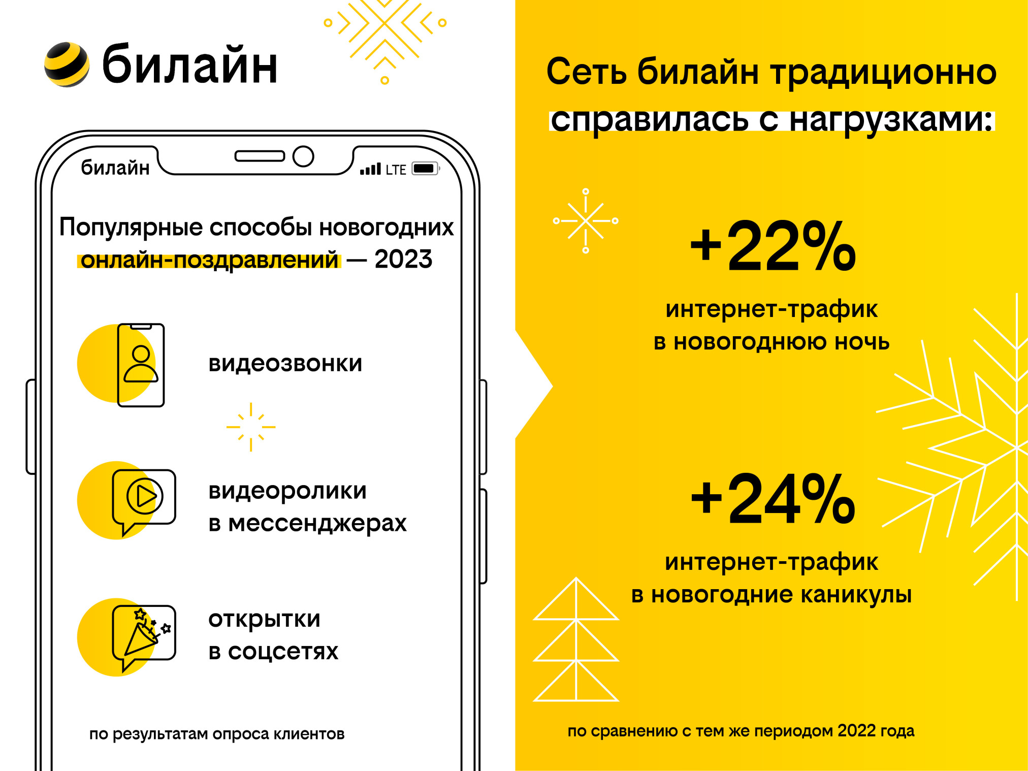 Новогодние фото и видео способствовали увеличению трафика в сети билайн  почти на четверть - новости Владимирской области
