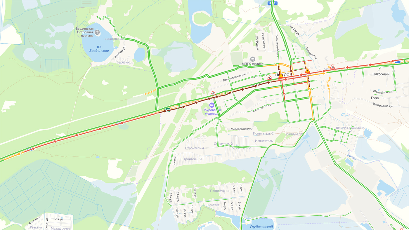 Пробки на дорогах владимирской области карта