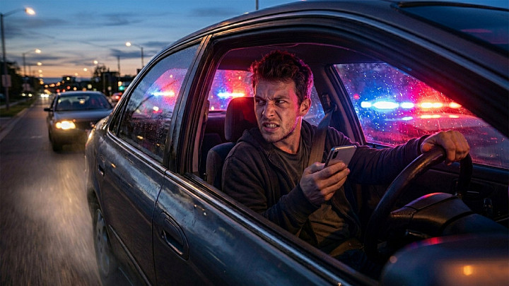 Бездомный за один вечер украл телефон, угнал машину и сбил полицейского