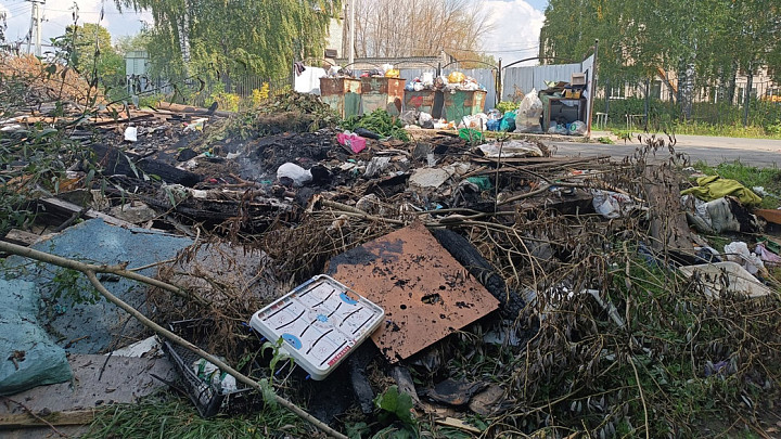 Свалка возле школы не только дурно пахла, но еще и горела