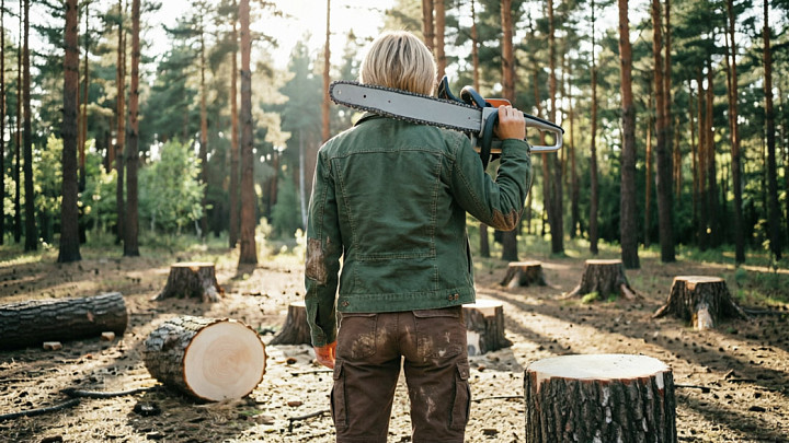 Женщина с бензопилой украла сосну из особо ценного леса