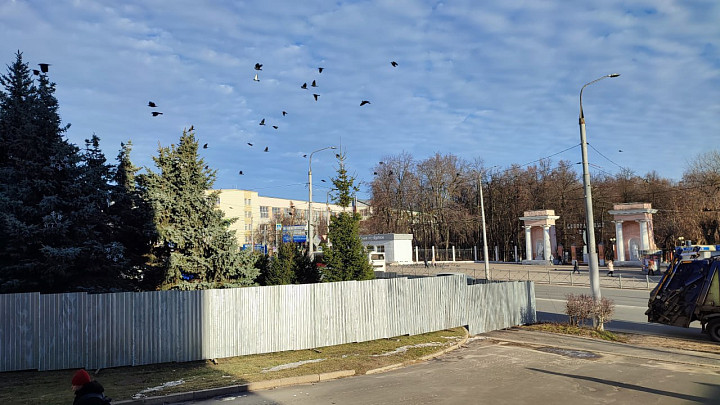 Забор напротив входа в Центральный парк перекрыл колясочникам удобную дорогу