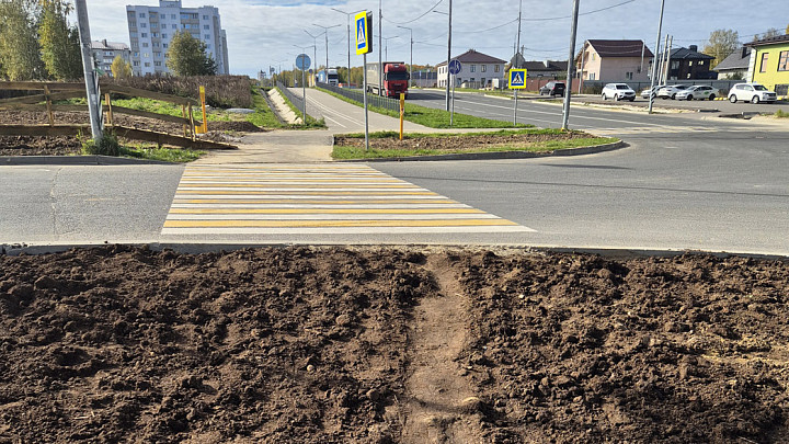 Во Владимире нарисовали на новой дороге пешеходные переходы из грязи в грязь
