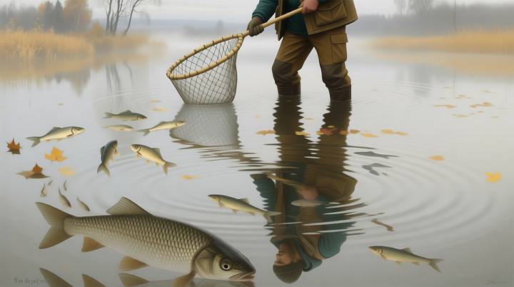 Полиция задержала мужчину, который вылавливал сачком карпов из частных прудов