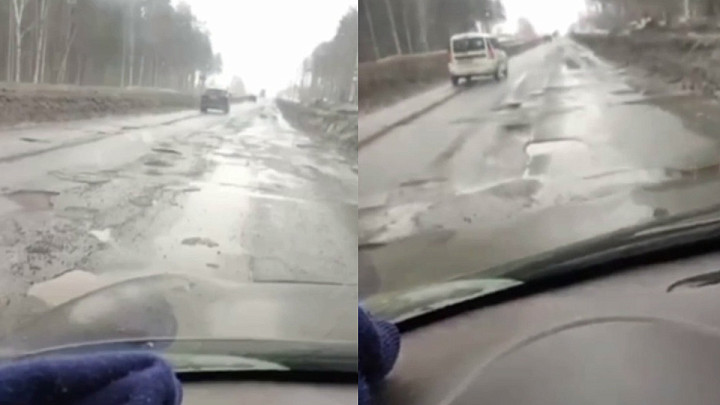 Федеральная трасса М-7 во Владимирской области превращается в лунный пейзаж